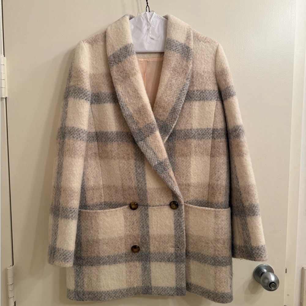 Sezane Wool James Plaid Coat XS
